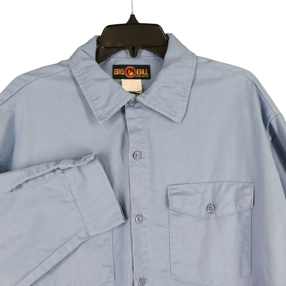 Big Bill FR Flame Resistant Work Shirt L Blue Indura Ultra Soft Utility Workwear
